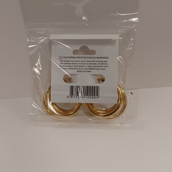 Tri-Hoop Design Earrings - Gold - Picture 4 of 4